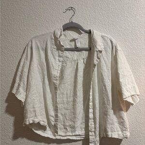Target White Boxy Blouse with Mandarin Collar
